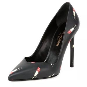 Saint Laurent black leather lipstick pump